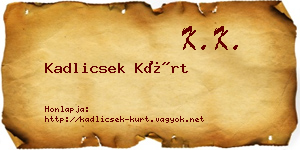 Kadlicsek Kürt névjegykártya